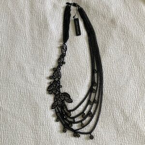 Ann Taylor Black Gothic Necklace with Intricate Metalwork